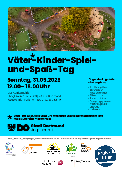 Der Flyer zum Väter-Kinder-Spiel-und-Spaß-Tag auf Gut Königsmühle 